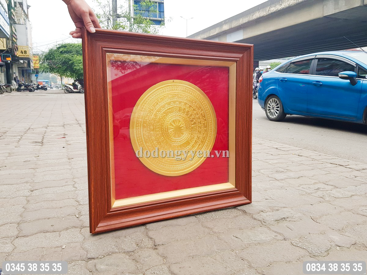 Tranh mặt trống đồng dát vàng cao cấp